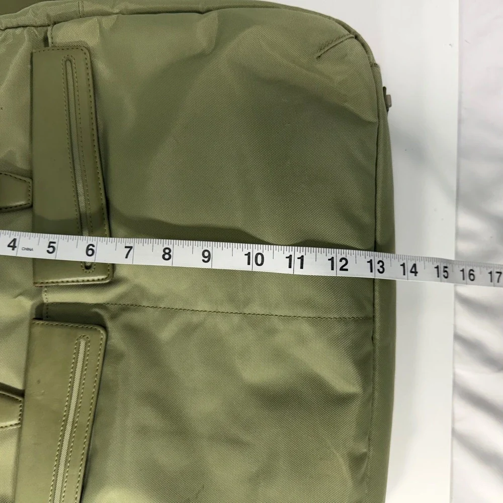 Tumi Olive Green Nylon Laptop Briefcase Messenger Bag Gold Hardware